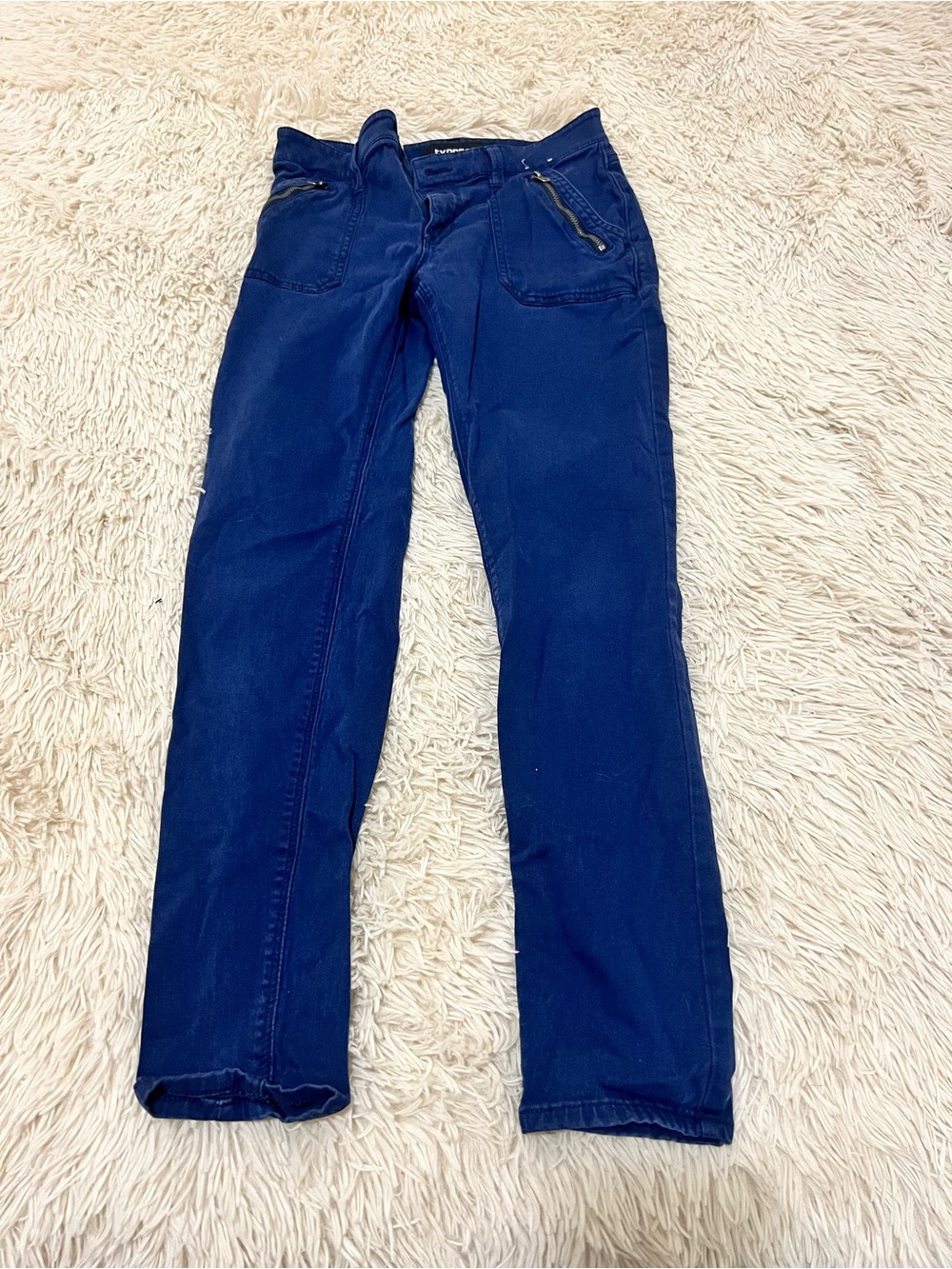 Express Dark Blue Skinny Jeans with Front Zip Pockets